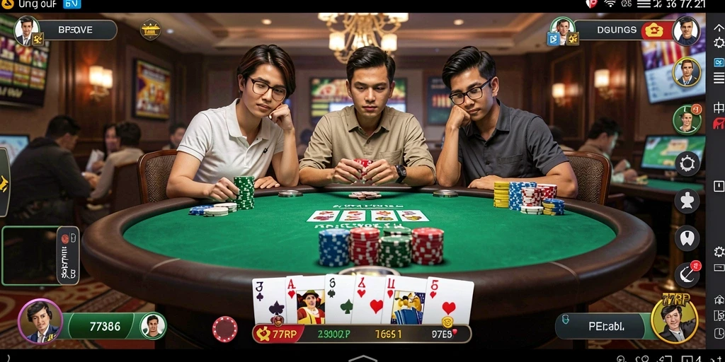 Screenshot gameplay Poker yang menarik dan seru di 77RP.