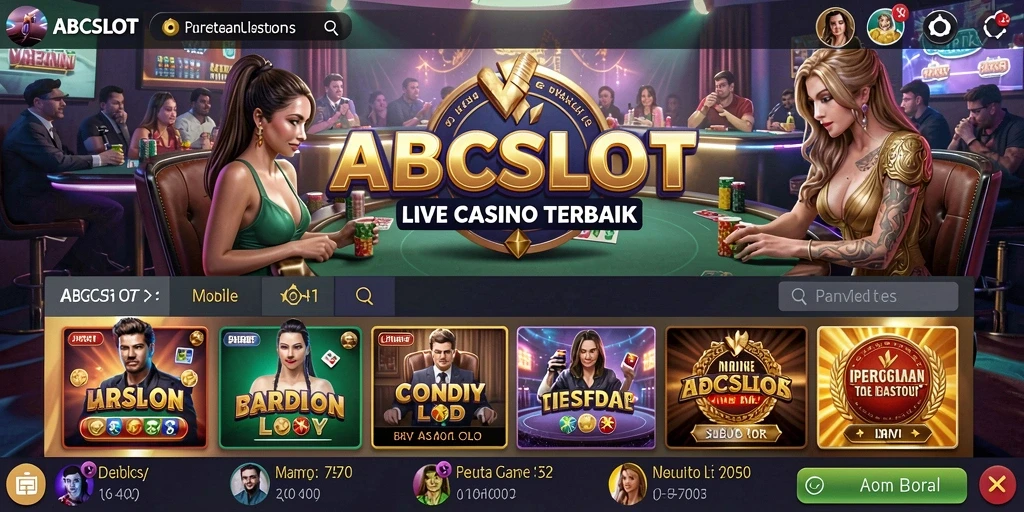 Screenshot utama ABCSLOT menampilkan gameplay Live Casino yang mendebarkan.