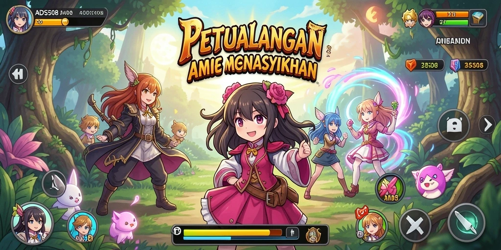 Tangkapan layar gameplay ADS508 yang penuh warna dan menarik.