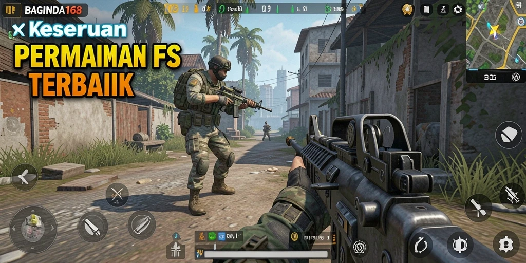 Tangkapan layar menampilkan aksi intens permainan FPS BAGINDA168.