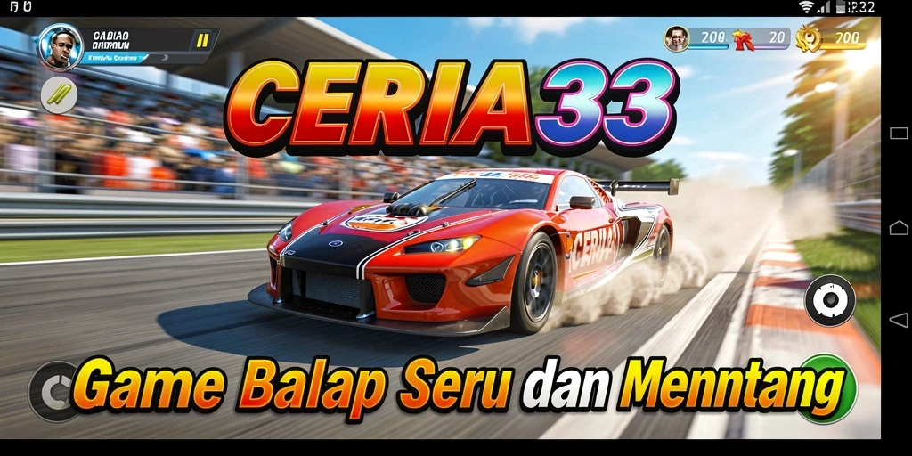 Tampilan gameplay seru dalam CERIA33 dengan aksi balap yang mendebarkan.