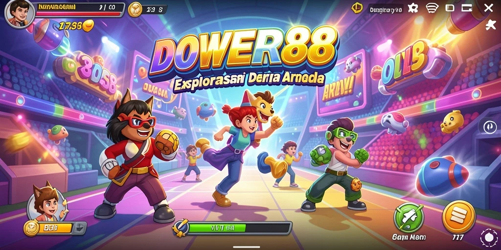 Screenshot gameplay DOWER88 yang penuh warna dan mendebarkan.