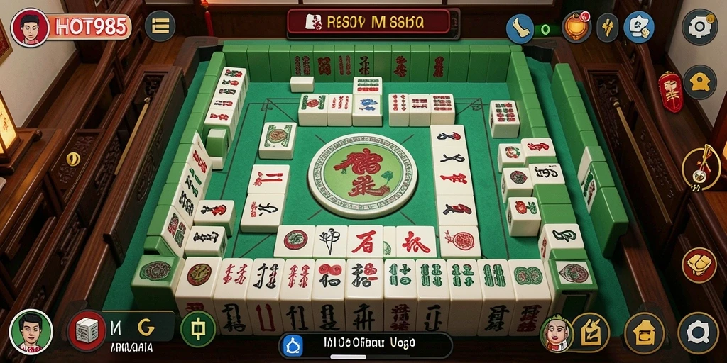 Tampilan gameplay seru dari HOT985 dengan papan Mahjong yang indah.