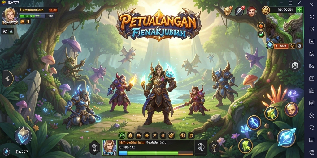 Tangkapan layar IDA777 menampilkan pertarungan menarik di dunia fantasi RPG.