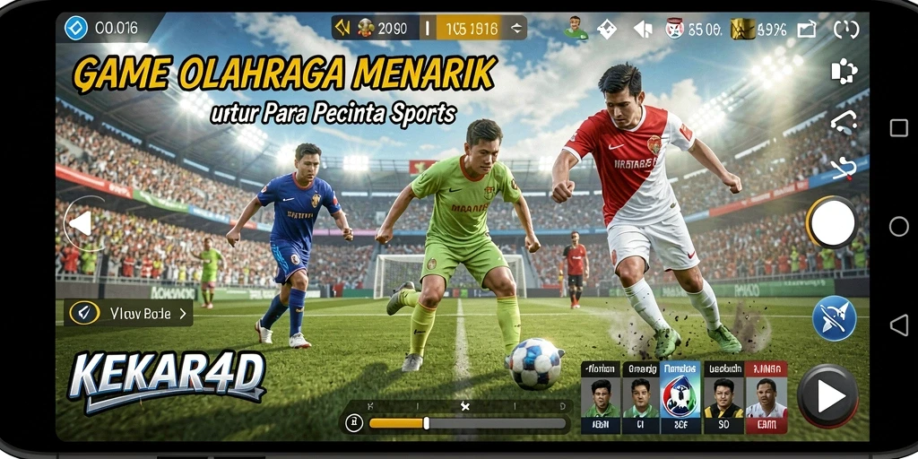 Screenshot utama KEKAR4D menampilkan aksi seru pertandingan olahraga.