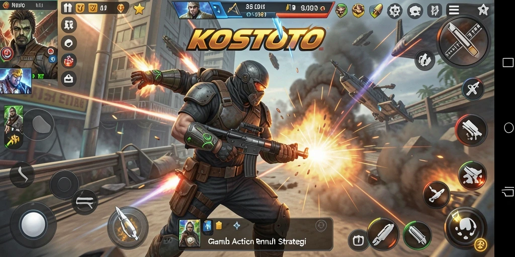 Tampilan gameplay KOSTOTO yang intens dan penuh aksi.