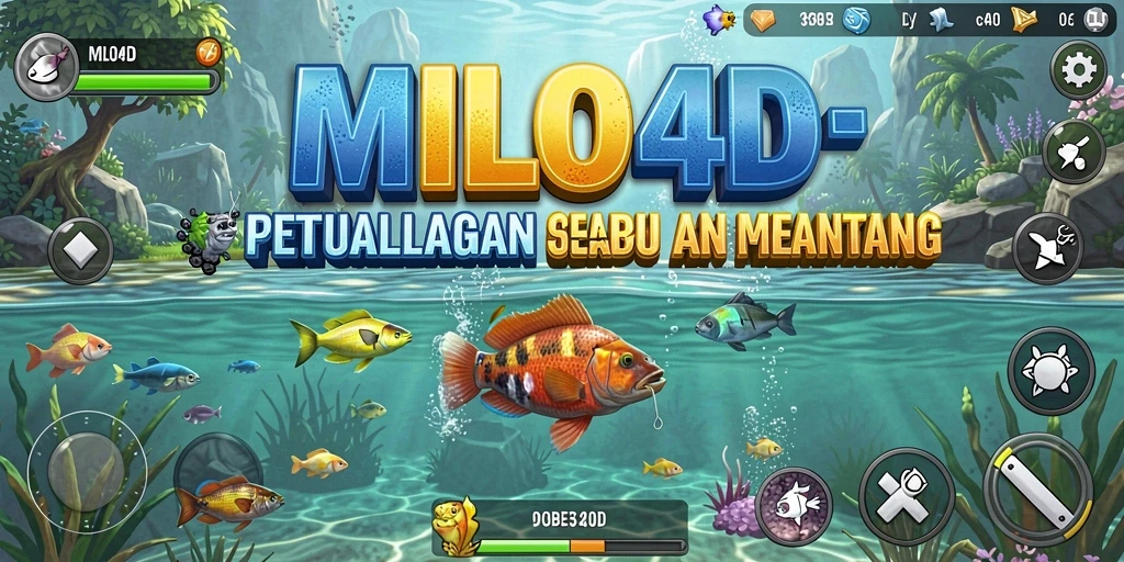 Screenshot gameplay utama MILO4D menampilkan aksi memancing yang seru.