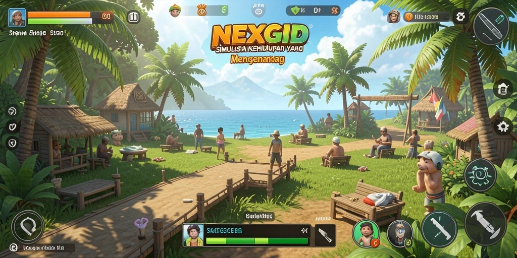 Screenshot NEXGID menampilkan gameplay simulasi kehidupan yang menarik.