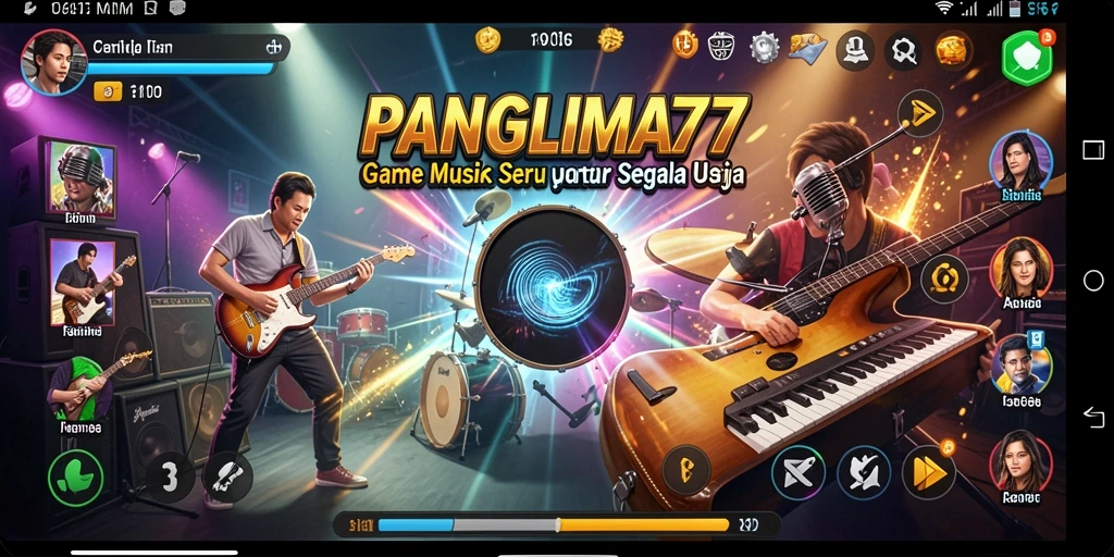 Tampilan gameplay PANGLIMA77 dengan fitur karaoke yang menarik.