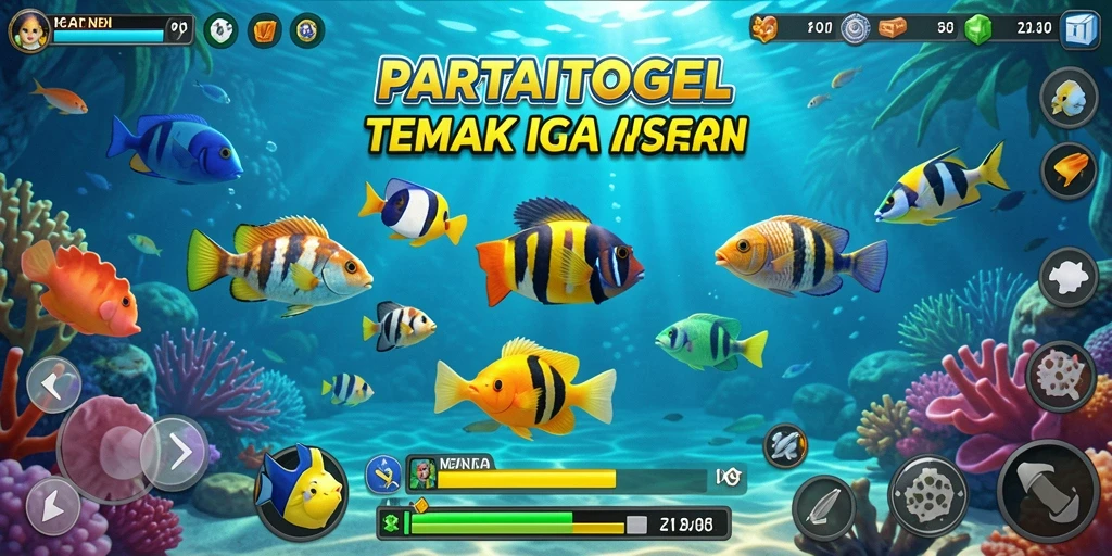 Tampilan gameplay seru di PARTAITOGEL dengan berbagai jenis ikan.