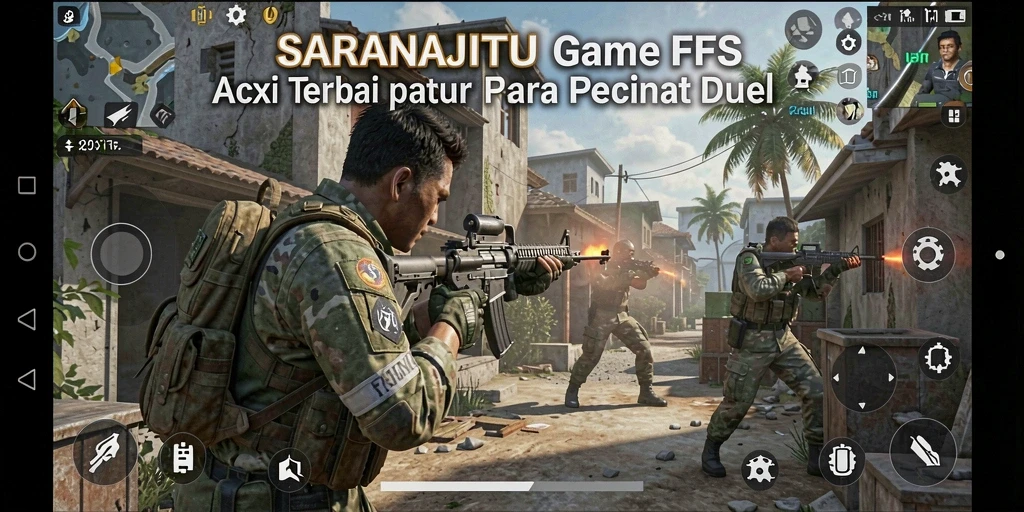 Tangkapan layar gameplay SARANAJITU yang menunjukkan aksi tembak-menembak intens.