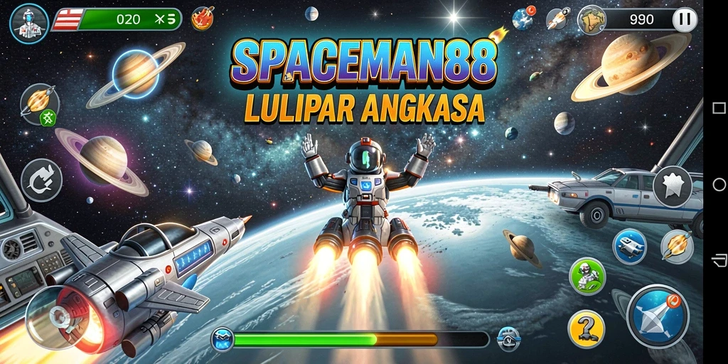 Tampilan gameplay SPACEMAN88 dengan balapan luar angkasa yang seru.