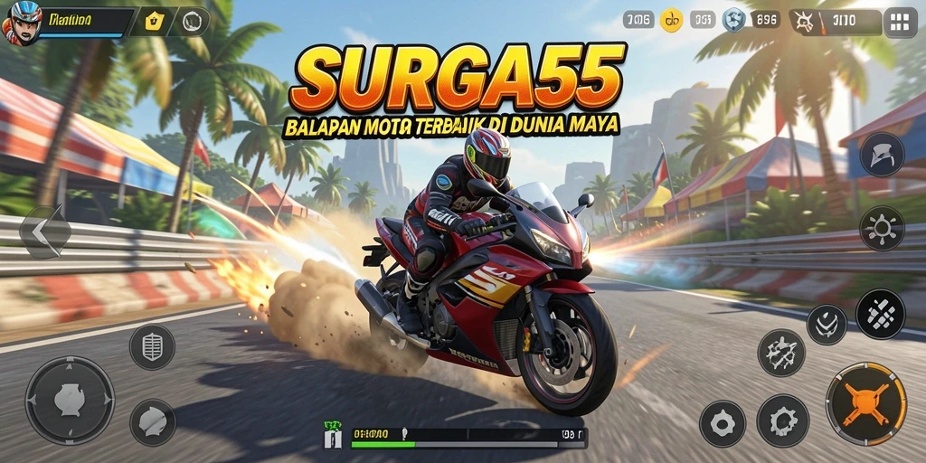 Gameplay menantang di lintasan balap motor SURGA55.